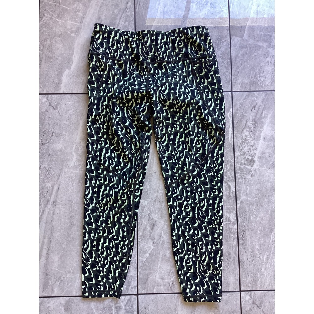 Sweaty Betty Power 7/8 Leggings Green Black Leopard Print Size L High Waist